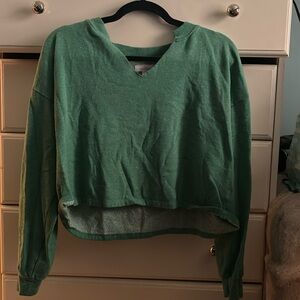 Green crewneck style cropped jacket